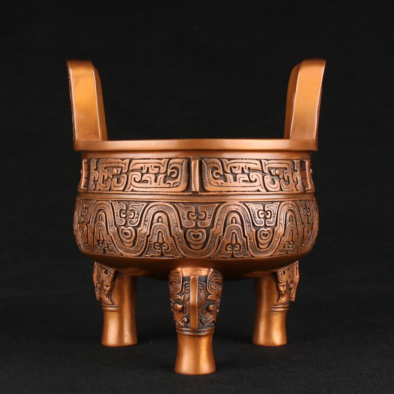 铜魂古匠 紫铜大克鼎摆件铜香炉三足鼎立仿古铜器办公室酒店公司开业