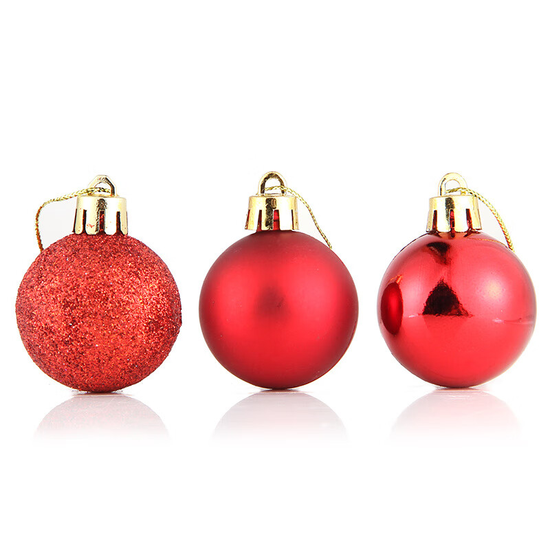 泰瑞格 圣诞球圣诞树装饰品圣诞挂件彩色亮面圣诞球亮光塑料圣诞节用品 红色 4cm