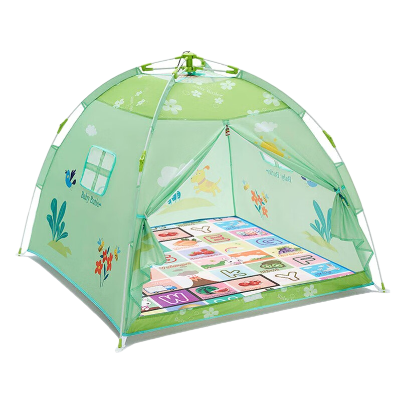 babybutler貝貝管家兒童帳篷游戲屋 室內(nèi)城堡戶外自動(dòng)小房子寶寶秘密基地小玩具屋帳篷小動(dòng)物系列 春草綠 120*120*110cm