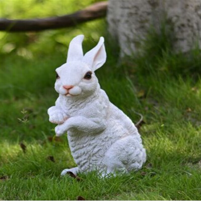 摆设入户花园装饰品摆件园林景观造景创意仿真兔子 白色站立款高33