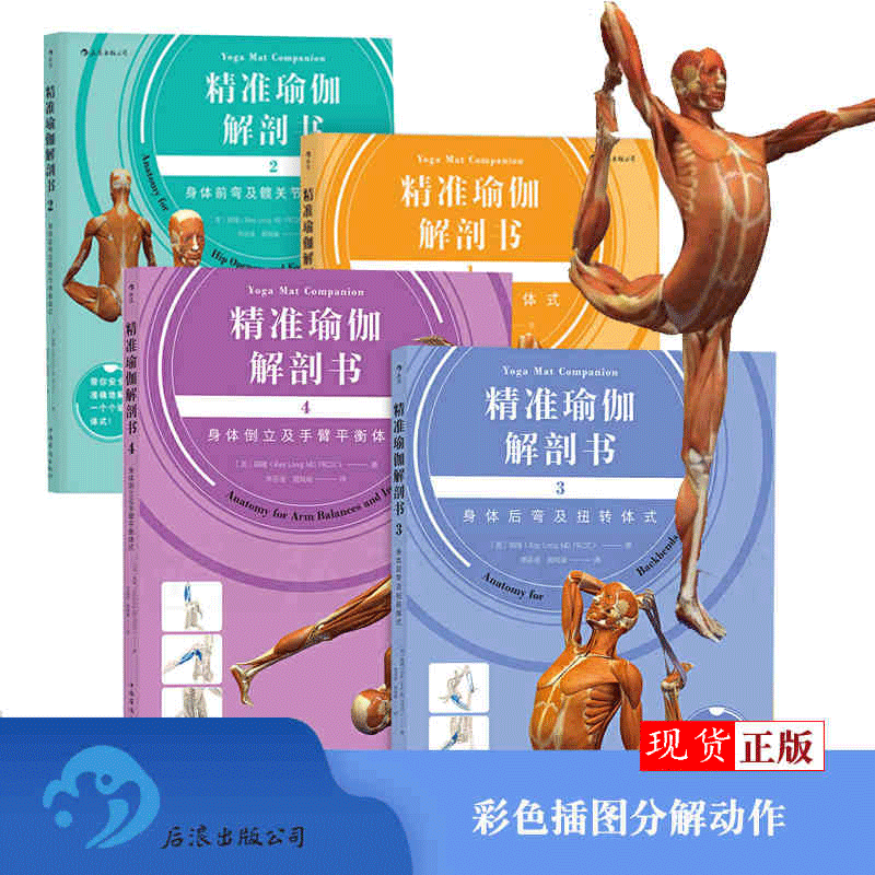 精准瑜伽解剖书4册 流瑜伽及站姿体式/身体后弯及扭转体式等 瑞隆师从