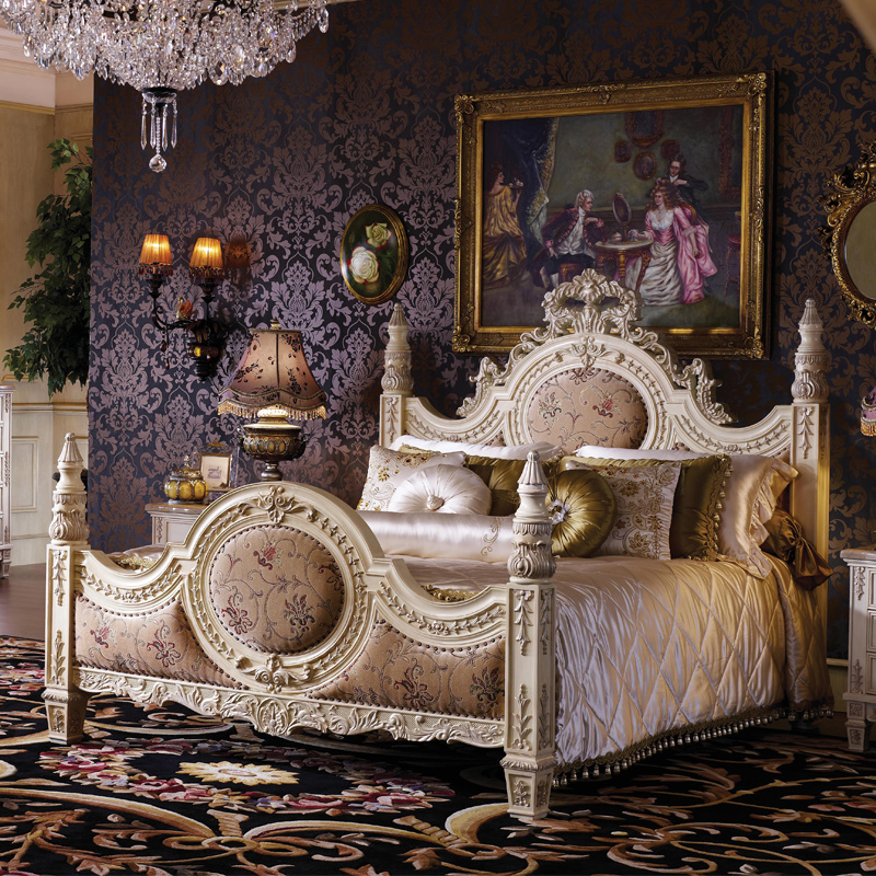 8米美式做旧白色大床婚床法式公主床 双人床 1800*2000