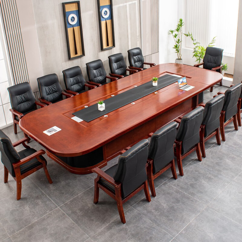 旭道会议桌长桌椭圆形大型会议桌多人开会桌适合公司培训吗？插图