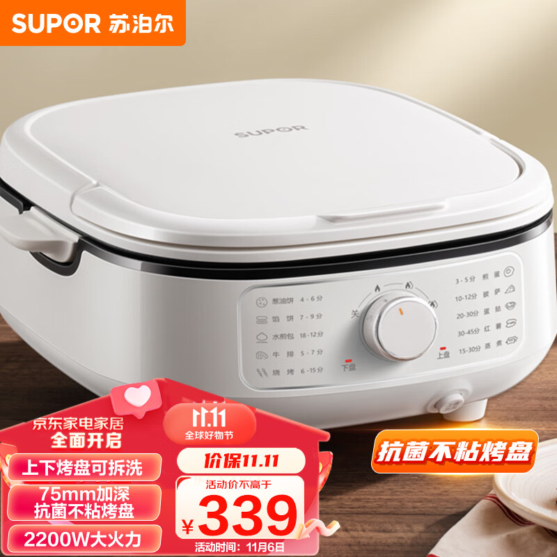 苏泊尔（SUPOR）电饼铛 电饼档家用 上下可拆多功能 蒸锅火锅炒锅 烙饼锅 烤肉锅75mm加深大火力可调 JT2828R864使用感如何?