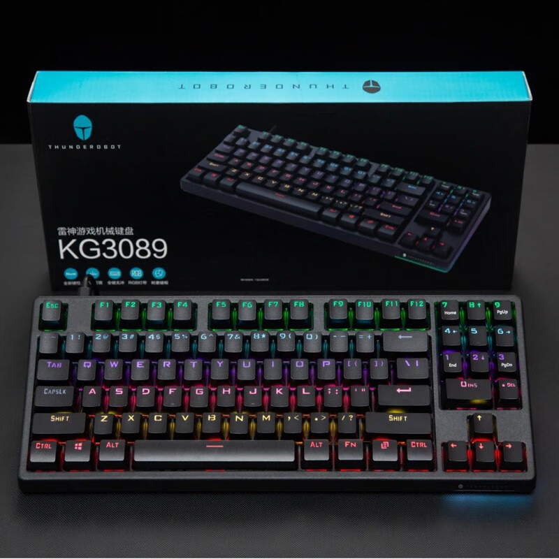 雷神KG3089机械键盘有线/无线 电竞游戏键盘机械 电脑笔记本键盘89键 键鼠套装 键盘鼠标套装 【有线】KG3089-红轴/89键/幻彩版