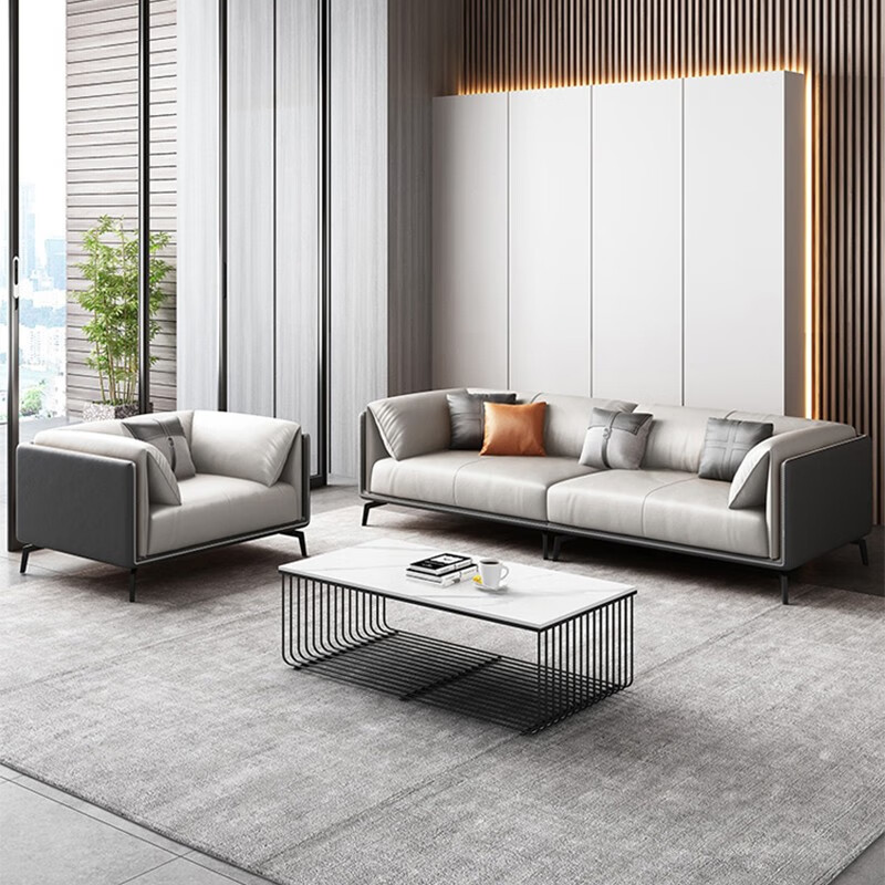 板冉办公室沙发茶几组合简约现代极简商务会客接待室大厅洽谈沙发套装