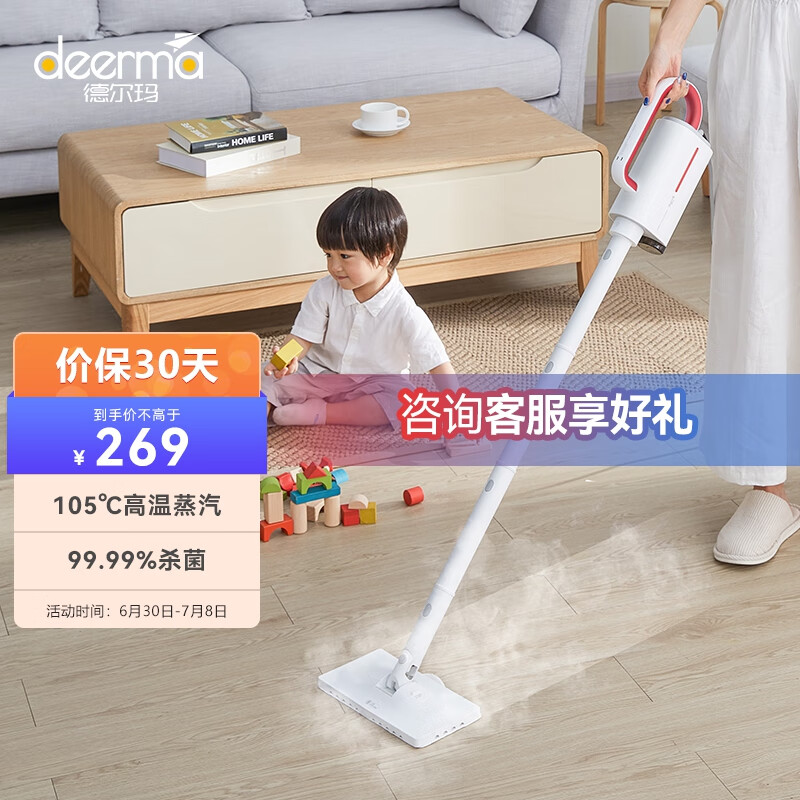 德尔玛 （Deerma）ZQ610  蒸汽拖把 厨房清洁 擦地机家用电动拖把拖地机高温蒸汽清洁机