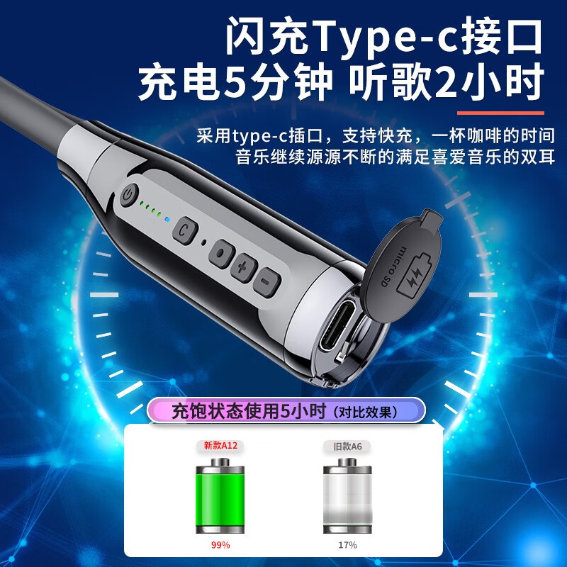 OKSJ 无线蓝牙耳机运动挂脖式跑步可插卡 超长续航大电量待机磁吸半入耳式降噪颈挂式华为小米苹果安卓通用
