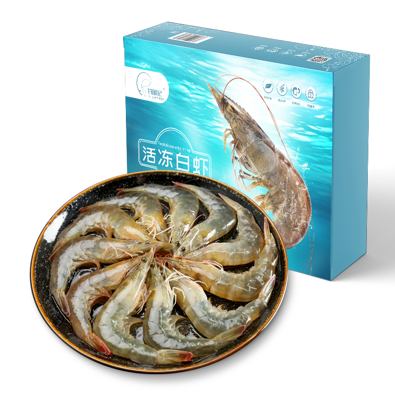 DIAOYUJI 钓鱼记 活冻白虾 75-90只 1.5kg