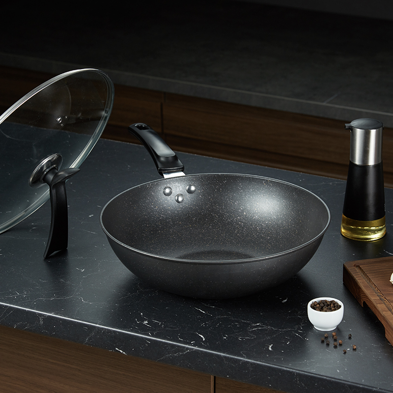 b/r/k germany德国brk厨具卡塞尔麦饭石色不粘锅炒锅32cm炒菜锅煎锅