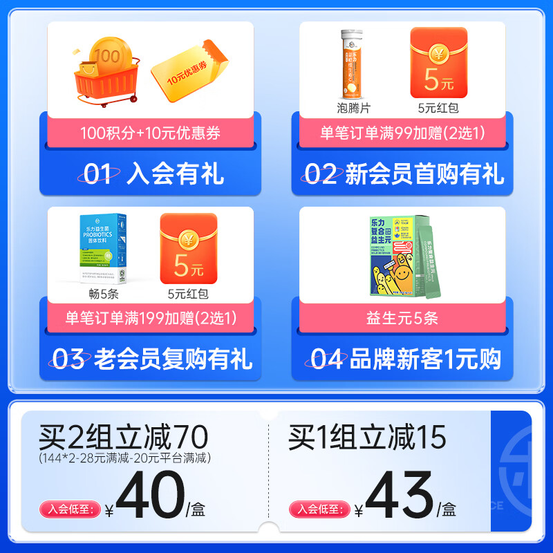 乐力畅益生菌粉轻养肠胃生成人调理肠道益生元 3盒装 300亿*20条/盒主图2