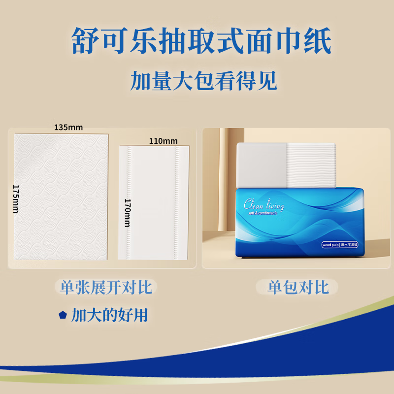 舒可乐【甄选百货】 大包抽纸巾原木浆纸巾餐巾纸抽 3包