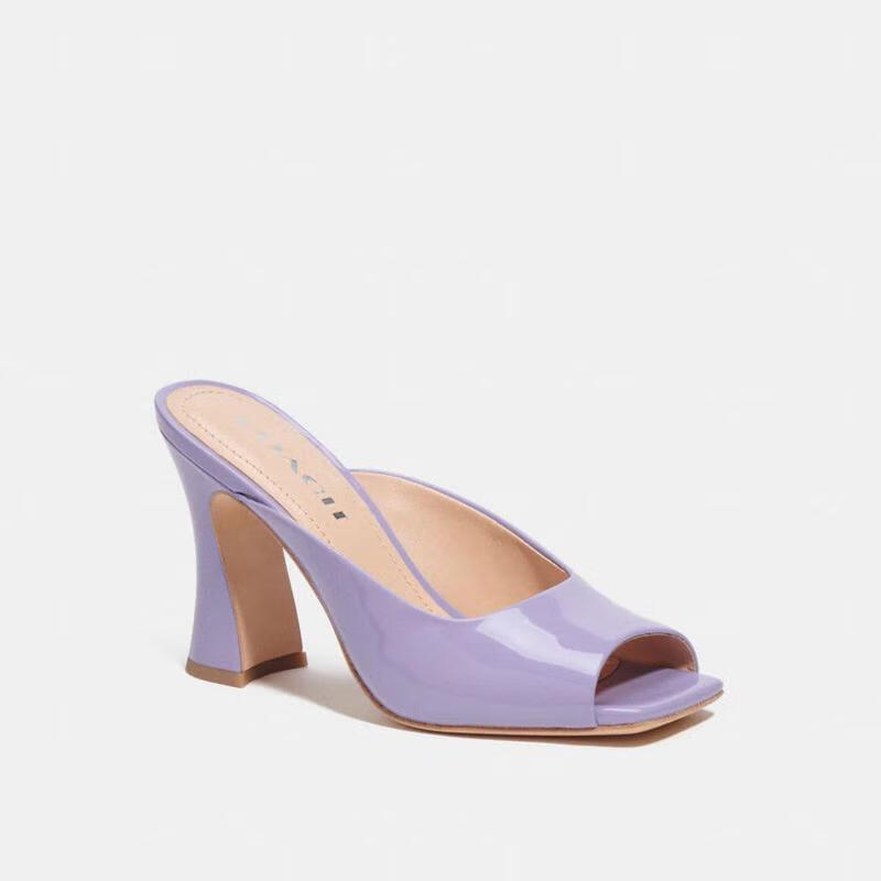 laurence 经典纯色复古休闲高跟鱼嘴休闲透气女士凉鞋 light violet