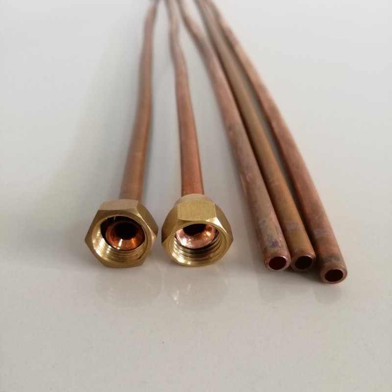 喇叭口管商用饭店酒家燃气灶炉头火种专用6厘铜管带接头螺帽 约50厘米