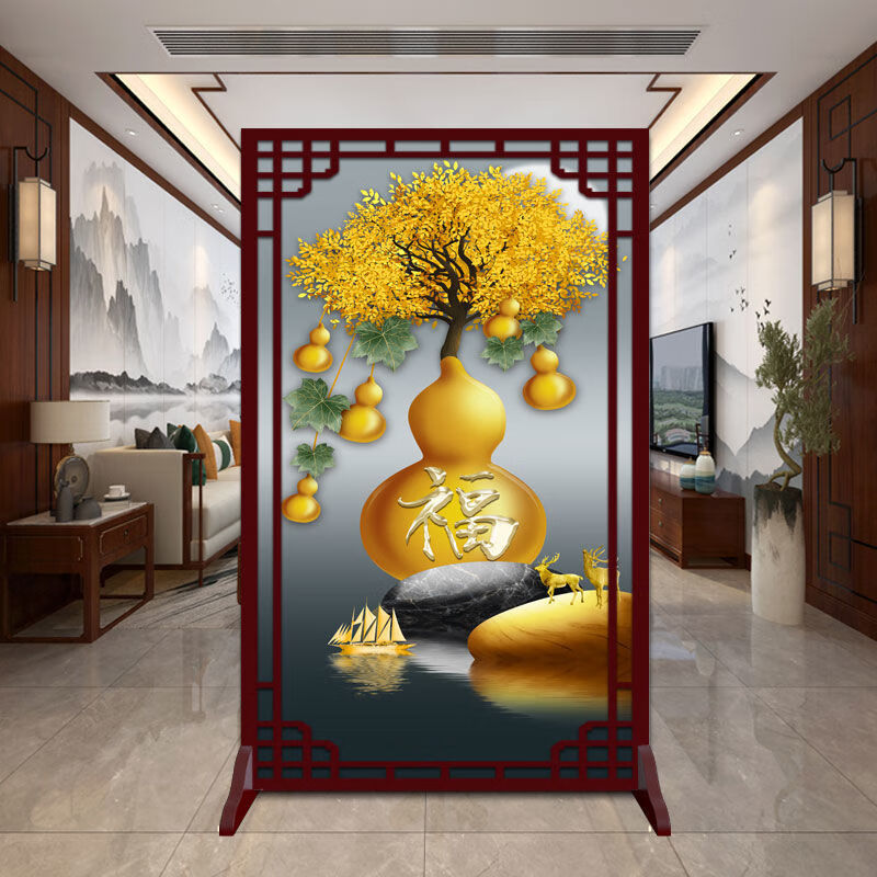 崇缘阁屏风入户门遮挡轻奢  新中式屏风隔断客厅进门风水遮挡入户玄关