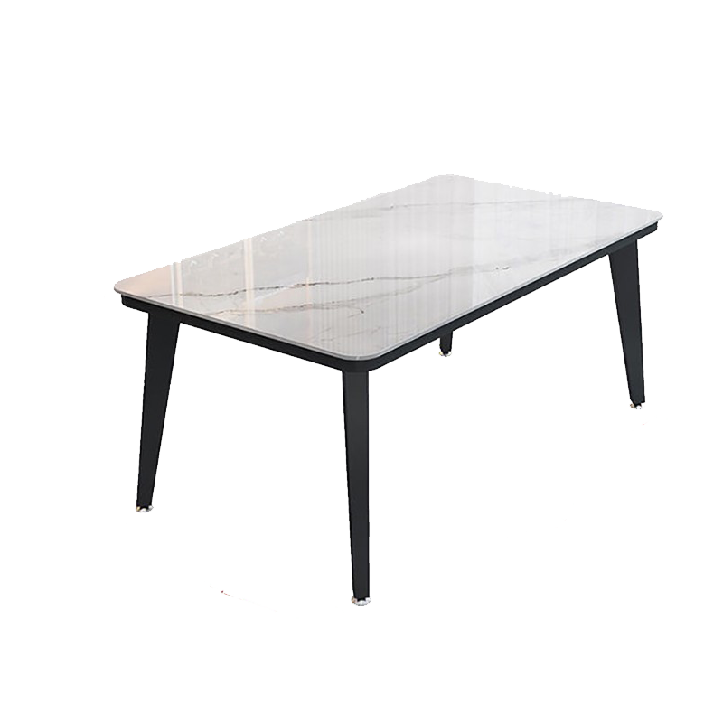 家用餐桌椅组合现代简约饭桌椅钢化玻璃餐桌北欧轻奢洽谈桌餐厅长方形桌子小户型吃饭桌子 黑色桌面100*60cm(单桌)