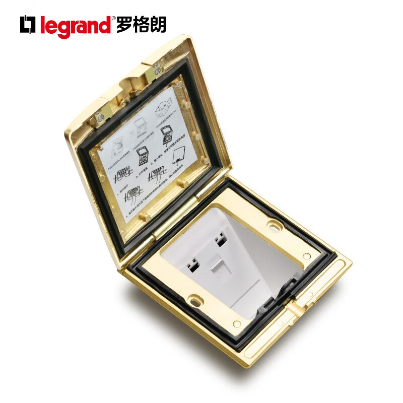 罗格朗（LEGRAND）电工电料五孔地插座隐藏式地插地板5孔地面插座 金色IP55六类网络地插