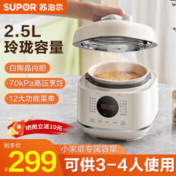 苏泊尔（SUPOR）全自动电压力锅 2.5升小型电高压锅 小家庭多功能电饭煲 适合1-3-4人使用开盖火锅迷你电压力锅 白色属于什么档次？