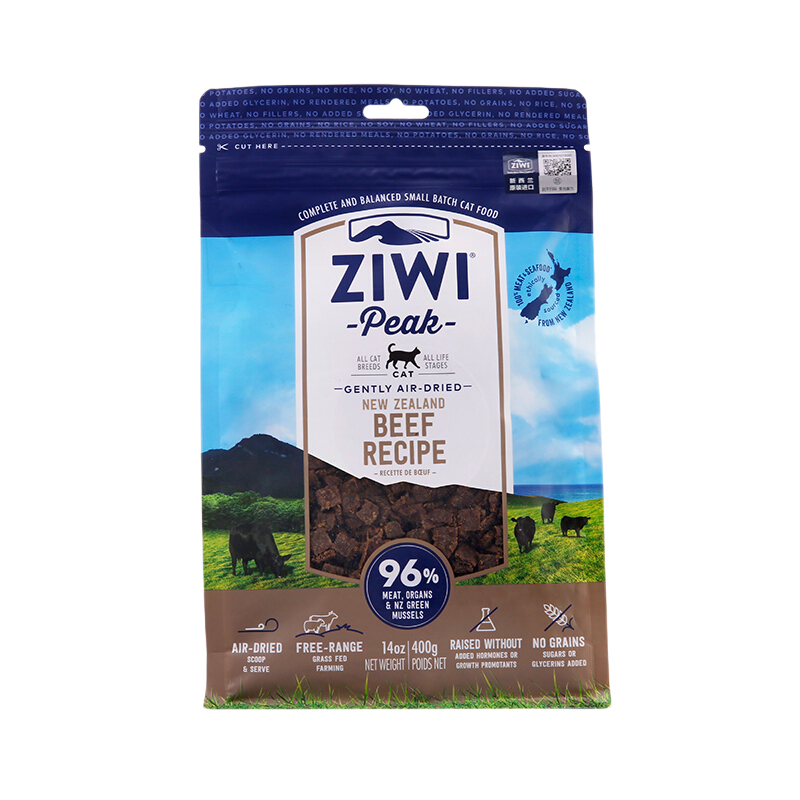 滋益巔峰ZiwiPeak風(fēng)干肉干貓糧幼貓成貓主糧 風(fēng)干牛肉味400g【臨期至26年3月