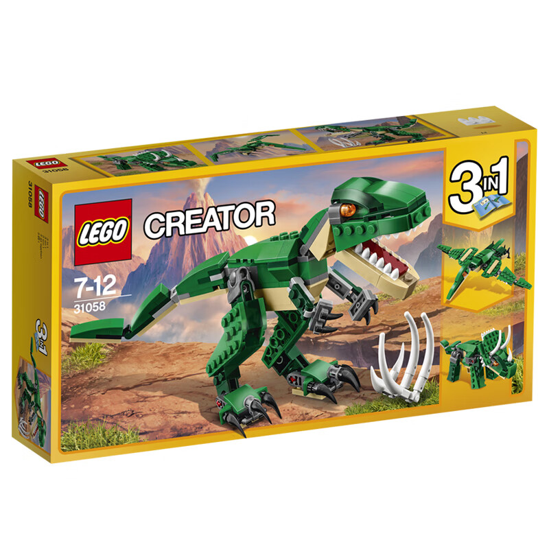 乐高(LEGO)积木 创意百变系列 31058 凶猛霸王龙 7-12岁+ 儿童玩具 3合1 男孩女孩成人圣诞礼物