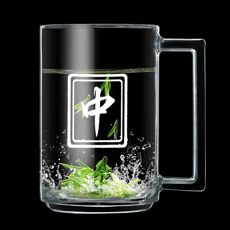 bmoi麻将全套定制玻璃杯带把手茶坊茶楼棋牌室专用耐高温泡茶喝水杯子