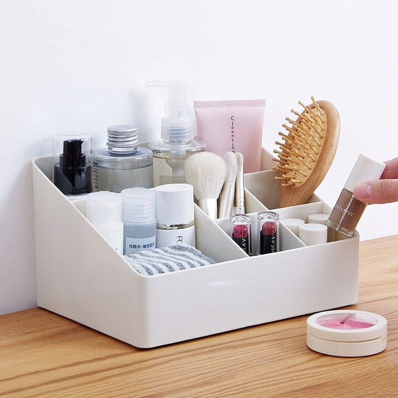 化妆品收纳盒桌面创意日式银台整理上置物架化妆盒单床头柜杂物卧室箱 白色【1个装】