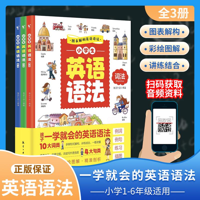 小学英语孩子一学就会的英语语法全3册漫画图解思维导图泽缃图书青蓝