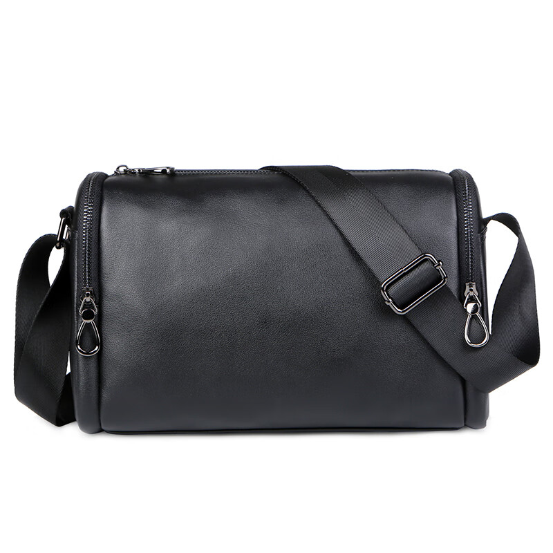 caruikaterck轻奢男包新款真皮斜挎包潮流青年圆筒单肩包头层牛皮时尚