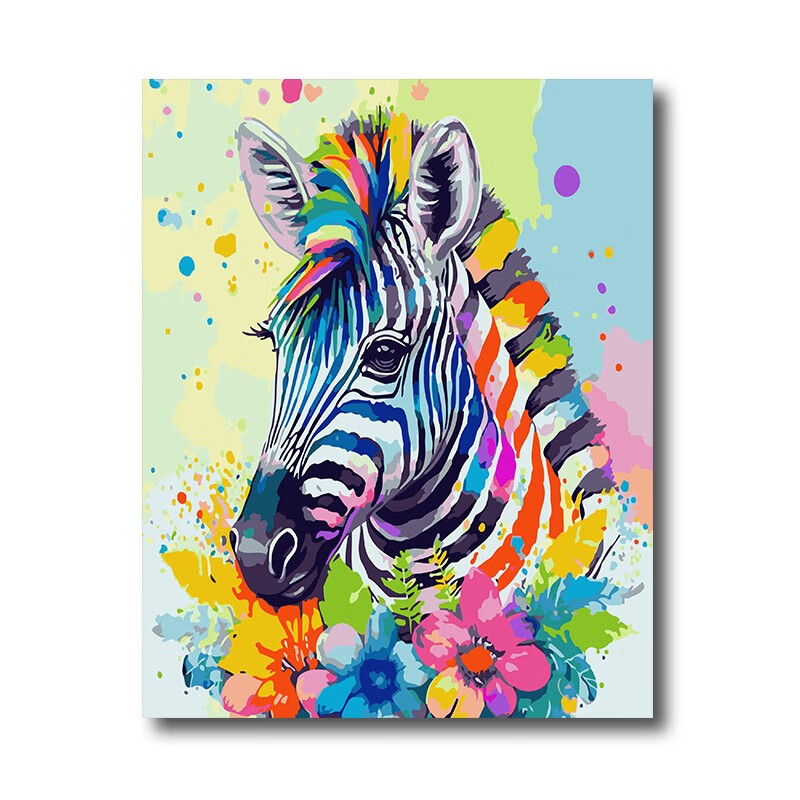 史历克 数字油画diy儿童动物小斑马填色油画现代简约创意手工涂色画