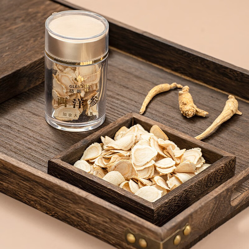 格朗科西洋参片加拿大进口五年花旗参片圆切 70克（35克*2瓶） 5年特级中片礼盒（平均片径15MM）