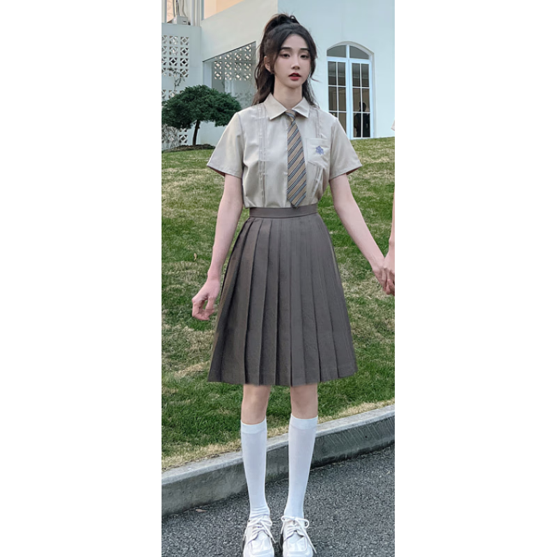 鲁邦爵毕业班服套装男学院风jk女衬衫百褶高三毕业礼服学生校服套装m