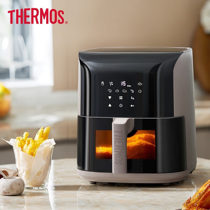 膳魔师(thermos) 空气炸锅5l大容量家用多功能智能触控电炸锅 可视