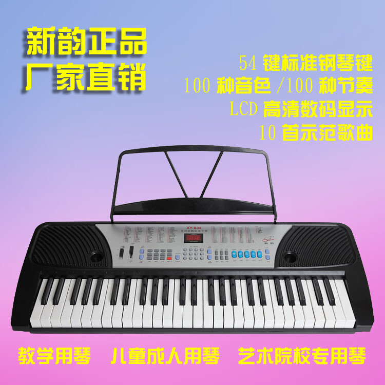 2022新款新韵电子琴 新韵XY833多功能教学数码电子琴54键学生用琴轻乐器LED显示屏 升级版钢琴键电子琴