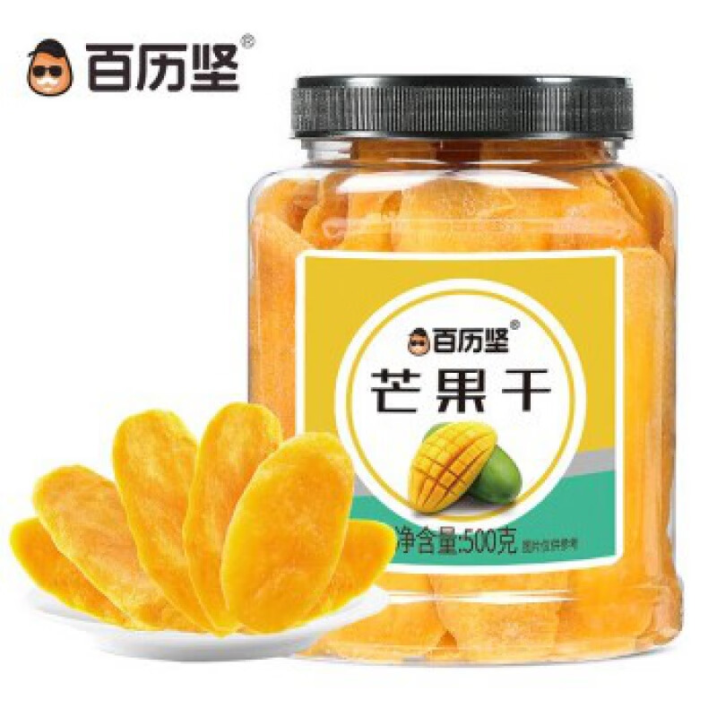 百歷堅(jiān)芒果干500g/罐蜜餞果干芒果片辦公室追劇休閑食品