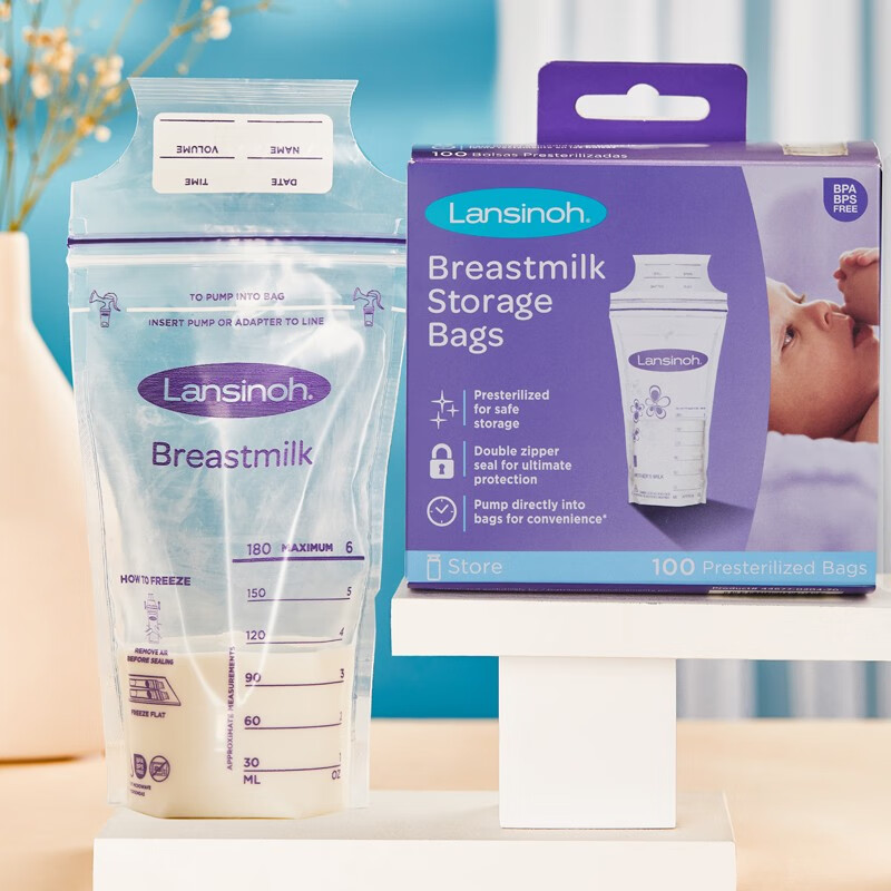 兰思诺（LANSINOH）储奶袋母乳储存袋冷藏保鲜存奶袋180ml一次性母乳袋 2盒(200个)
