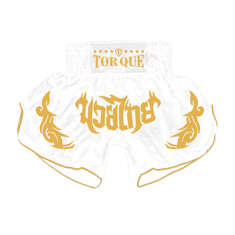 TORQUE 兒童泰拳短褲小孩散打短褲健身運(yùn)動短褲泰拳褲拳擊褲 白金色 S碼