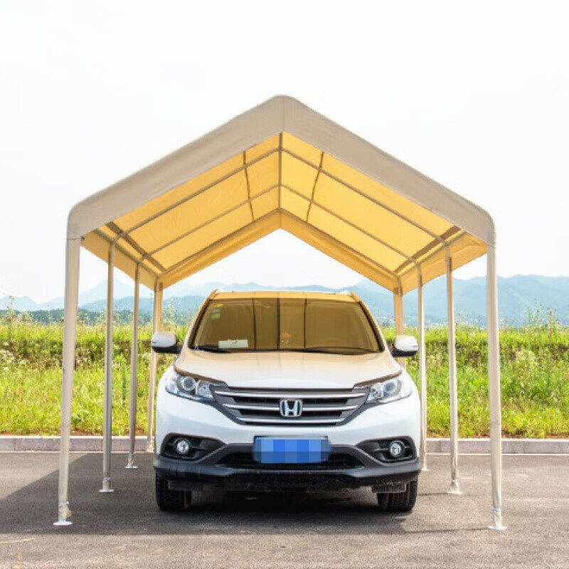 fulincheng米白色停车棚车棚家用遮阳棚防雨棚汽车帐篷户外可拆卸婚庆