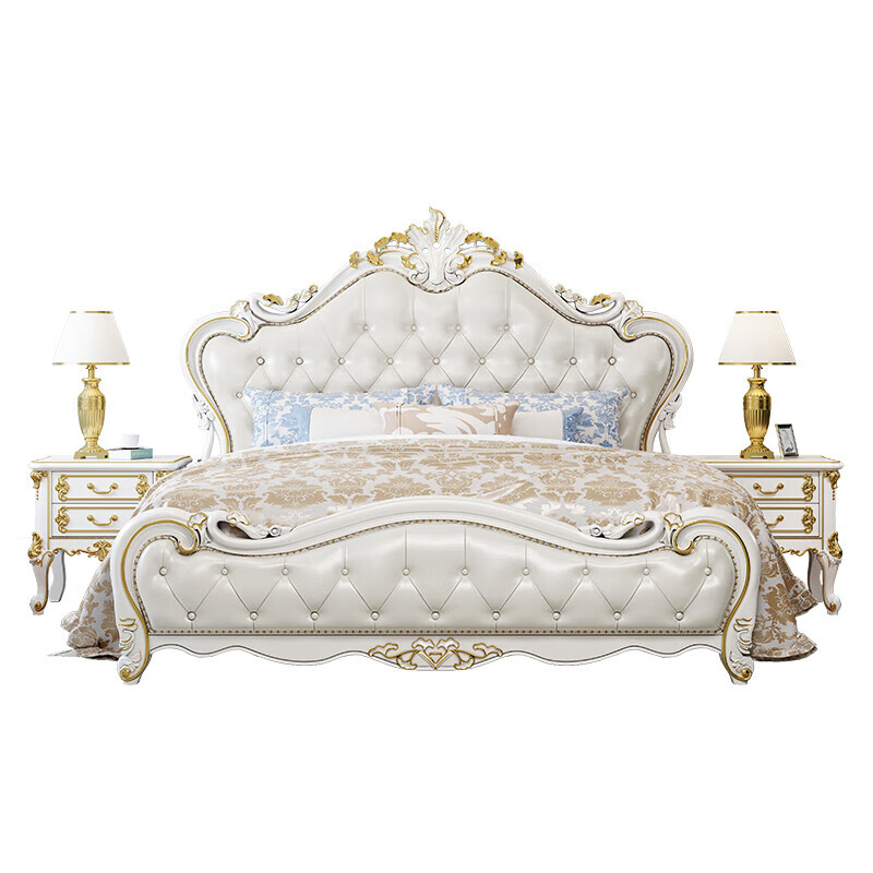 8m现代简约主卧加宽2米床法式白 1500*2000 欧式床 单床 x 框架结构