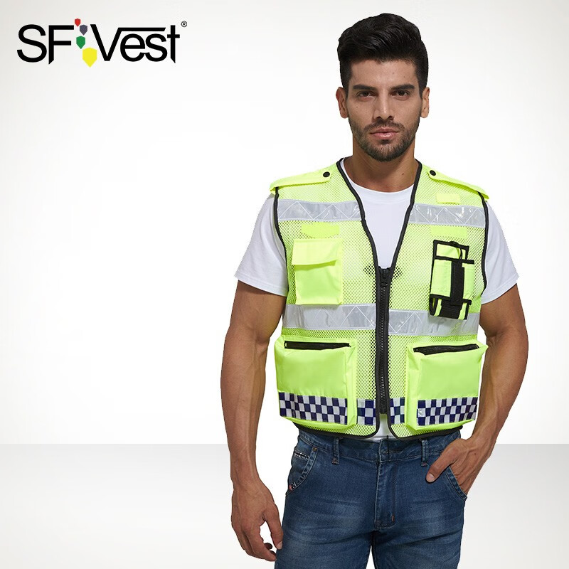 舜发(sfvest)警察晶格款反光马甲背心 路政交通执勤背心 不含印字 svm