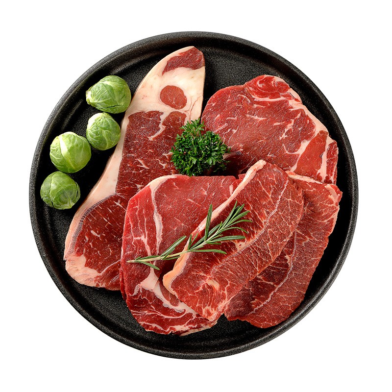 恒都 国产谷饲原切牛排套餐1.2kg（西冷4片 眼肉4片）冷冻 谷饲牛肉 