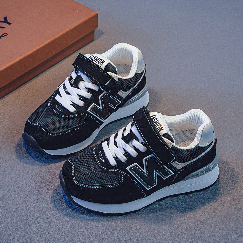 新百伦动感(newbknxzong)鞋子男童春秋款2024新款nb真皮小童童鞋运动