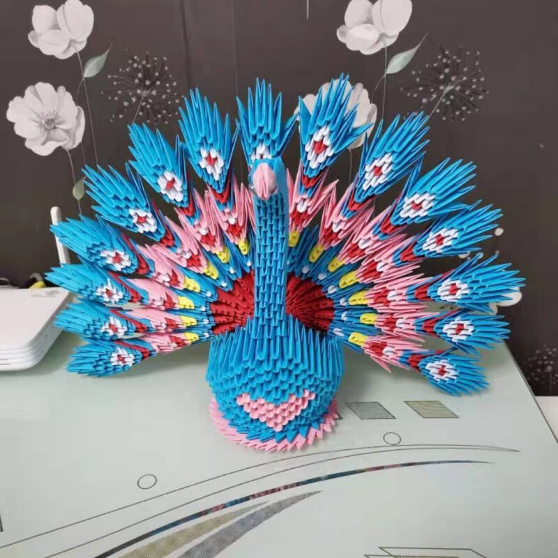 三角插手工折纸工具包,三角折纸,三角插手工折纸 蓝孔雀(折纸材料包)