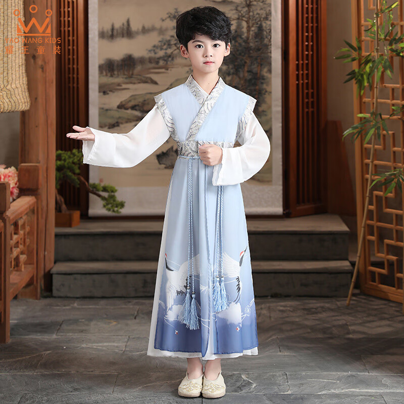 耀王儿童汉服男童国学服小学生中国风朗诵合唱演出服 YR-ZC77 仙鹤150使用感如何?