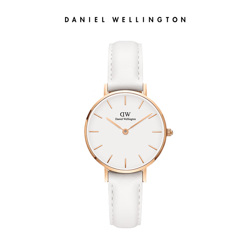 丹尼尔惠灵顿（DanielWellington）DW女表金边白色皮质表带28mm白盘欧美简约风生日礼物DW00100249