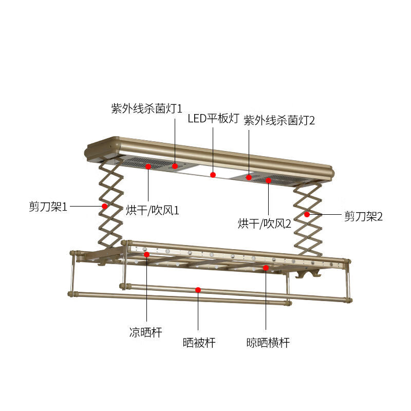 电动晾衣架智能自动阳台室内电动升降晾衣架智能晾衣机烘干风干晾衣杆