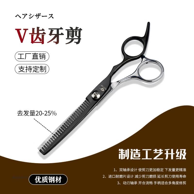 GUTCHE剪刀 黑白双拼美发剪刀理发师专用剪刀家用剪发剪刀套装 #V齿牙剪怎么样,好用不?