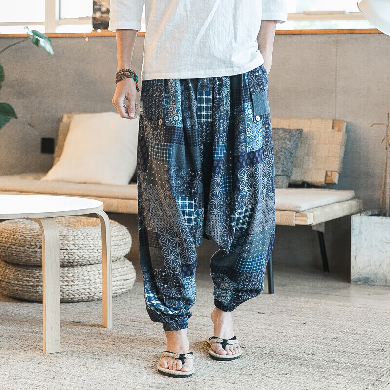 男士个性大裆裤男胖子中国风装泰国裤子民族风宽松灯笼裤大档哈伦裤吊