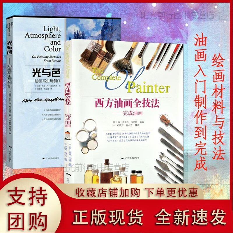 k西方油画技法2册 西方油画全技法完成油画+光与色油画写生与创作 油画手绘技法教程 基础自学风景人物