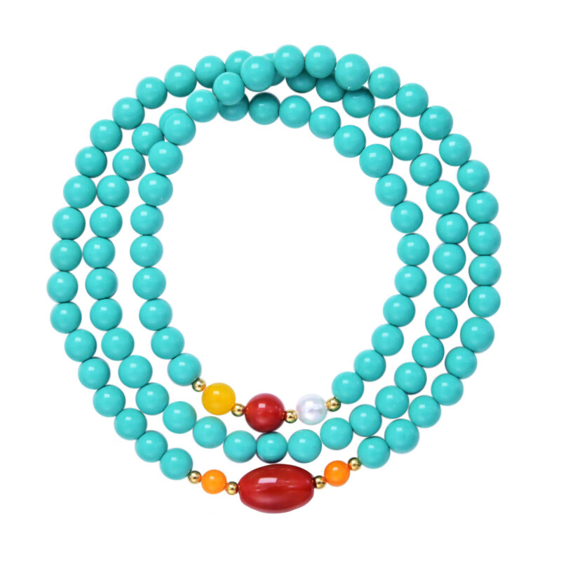 雅隐文艺蒙古绿松石手串南红配珠时尚手链气质显白礼物女简约手饰 绿色 绿松石手链