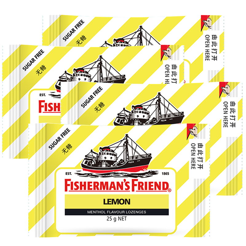 FISHERMAN'S FRIEND 英国进口 渔夫之宝 润喉糖 柠檬味糖果 25g*4袋（自封袋装）